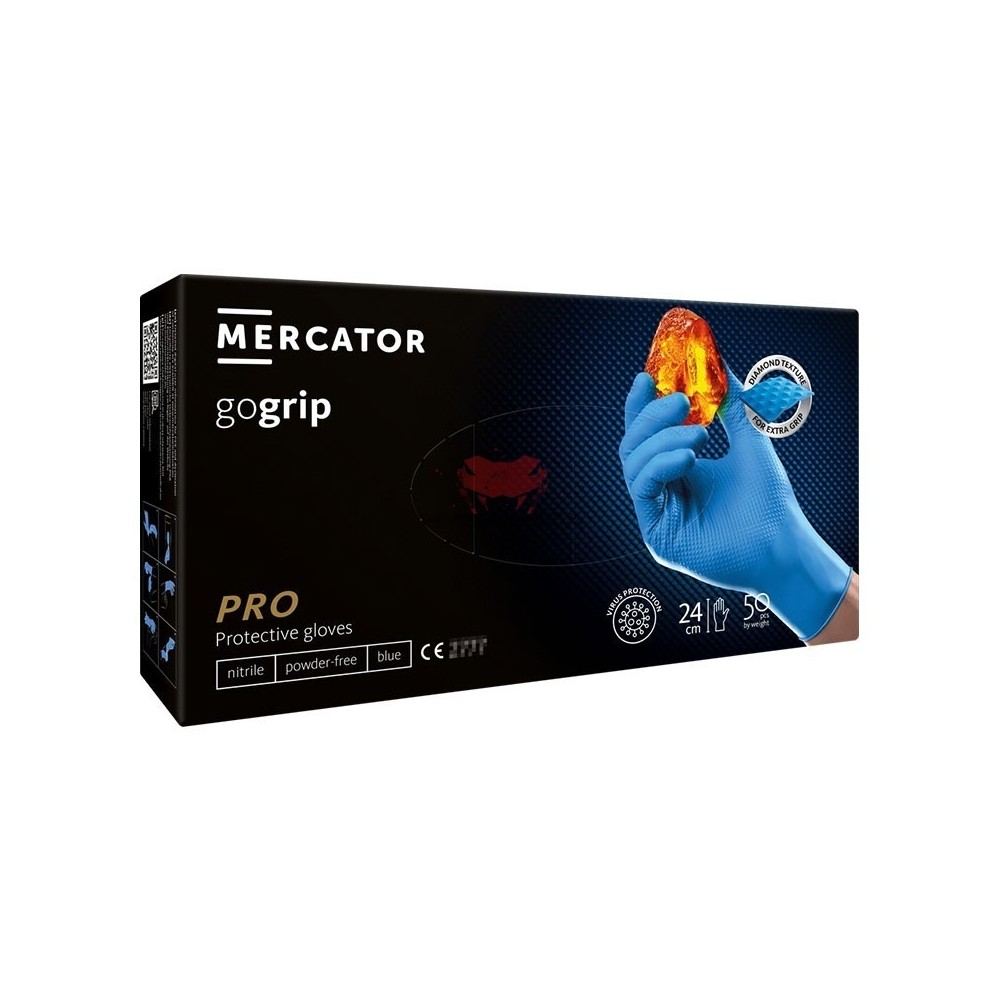 GoGrip gants nitrile ultra résistant BLEU - Mercator