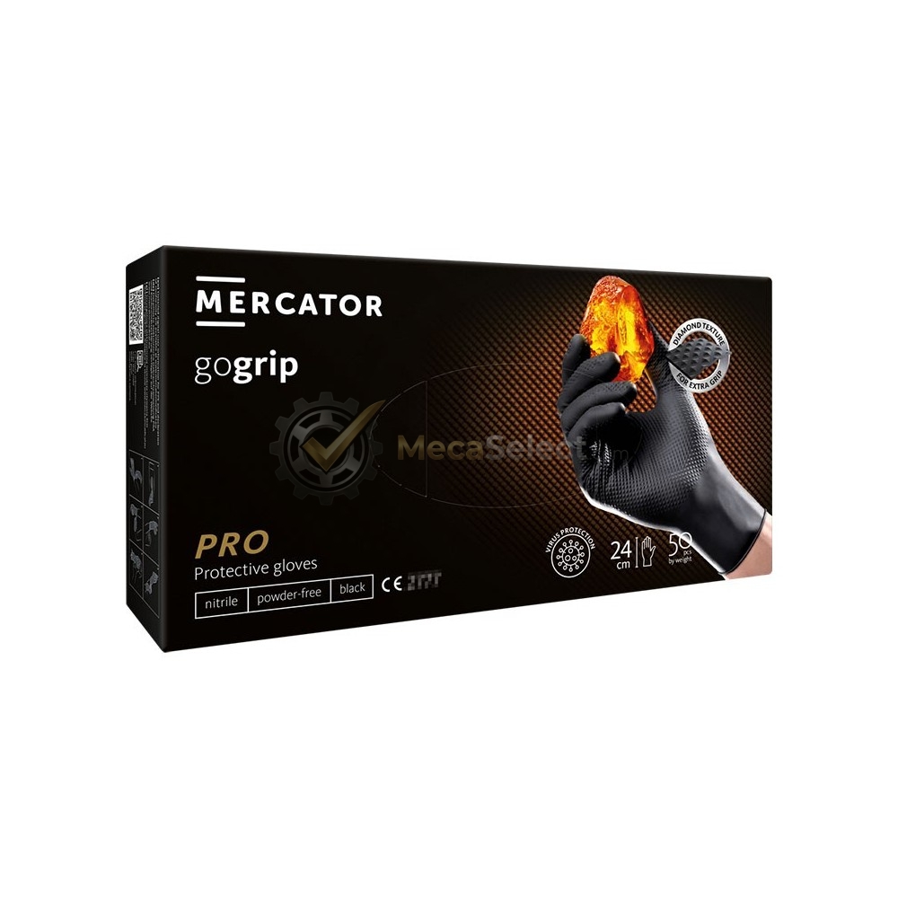 GoGrip gants nitrile ultra résistant NOIR - Mercator